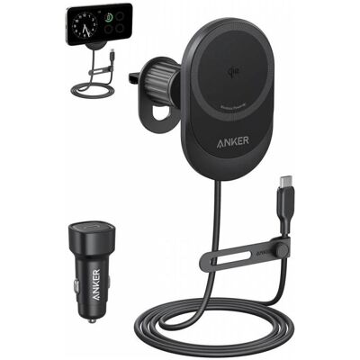 Anker MagGo Magnetic Wireless Car Charger 15W, Auto Adapter, Schwarz Anker MagGo Magnetic Wireless Car Charger 15W, Auto Adapter, Schwarz