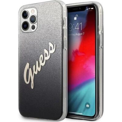 Guess Glitter Gradient Script iPhone 12 Pro Max Hülle - Schwarz Guess Glitter Gradient Script iPhone 12 Pro Max Hülle - Schwarz