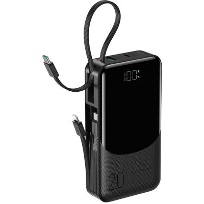 Joyroom Joyroom JR-PC2 Powerbank 20000mAh with built-in USB-C/Lightning cables – Black (20000 mAh, 225 W), Powerbank, Schwarz Joyroom Joyroom JR-PC2 Powerbank 20000mAh with built-in USB-C/Lightning cables – Black (20000 mAh, 225 W), Powerbank, Schwarz