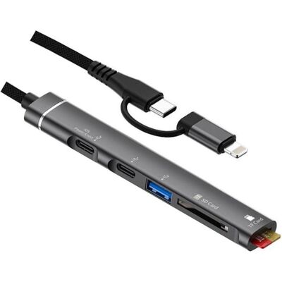 PowerGuard 7 in 1 Adapter (Lightning, USB-C), Mobilgerät Adapter, Grau PowerGuard 7 in 1 Adapter (Lightning, USB-C), Mobilgerät Adapter, Grau