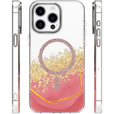 OEM Epoxy Mag case for iPhone 15 Pro 6,1" pink (Apple iPhone 15 Pro), Smartphone Hülle, Transparent, Gold, Pink OEM Epoxy Mag case for iPhone 15 Pro 6,1" pink (Apple iPhone 15 Pro), Smartphone Hülle, Transparent, Gold, Pink