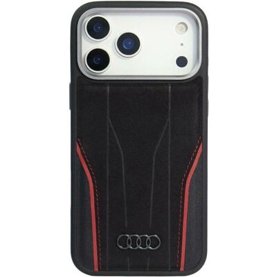 Audi Case R8 Genuine Leather MagSafe for iPhone 17 Pro black-red (Apple iPhone 17 Pro), Smartphone Hülle, Rot, Schwarz Audi Case R8 Genuine Leather MagSafe for iPhone 17 Pro black-red (Apple iPhone 17 Pro), Smartphone Hülle, Rot, Schwarz