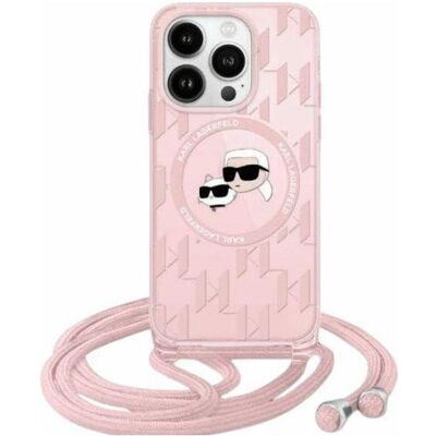 Karl Lagerfeld KLHMP15LHCKCKLCP Pinkes iPhone 15 Pro Hardcase mit Monogramm & MagSafe Karl Lagerfeld KLHMP15LHCKCKLCP Pinkes iPhone 15 Pro Hardcase mit Monogramm & MagSafe