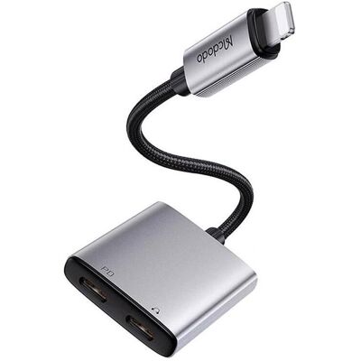 Mcdodo 2in1 Audio Adapter CA-5540 2in1 Lightning to Lightning DC 3.5mm (Lightning, 3.5mm Klinke, Lightning), Mobilgerät Adapter, Grau Mcdodo 2in1 Audio Adapter CA-5540 2in1 Lightning to Lightning DC 3.5mm (Lightning, 3.5mm Klinke, Lightning), Mobilgerät Adapter, Grau
