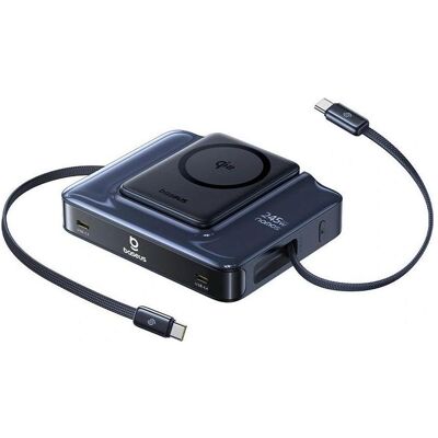 Baseus Stacja ładująca Nomos NH21 6w1 245W bezprzewodowa z dwoma zwijanymi kablami USB-C - czarna (245 W, 6 Ports), USB Ladegerät, Schwarz Baseus Stacja ładująca Nomos NH21 6w1 245W bezprzewodowa z dwoma zwijanymi kablami USB-C - czarna (245 W, 6 Ports), USB Ladegerät, Schwarz
