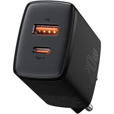 Baseus Compact Charger (20 W, 2 Ports), USB Ladegerät, Schwarz Baseus Compact Charger (20 W, 2 Ports), USB Ladegerät, Schwarz