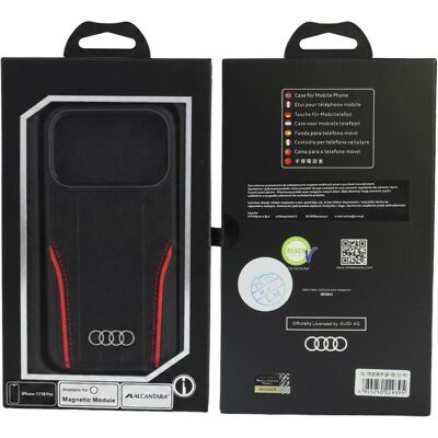Audi Case R8 Genuine Leather MagSafe for iPhone 18 Pro / 17 Pro black-red (Apple iPhone 17 Pro, Apple iPhone 18 Pro), Smartphone Hülle, Rot, Schwarz Audi Case R8 Genuine Leather MagSafe for iPhone 18 Pro / 17 Pro black-red (Apple iPhone 17 Pro, Apple iPhone 18 Pro), Smartphone Hülle, Rot, Schwarz
