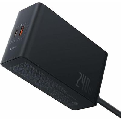 Baseus Digital Charger GaN, 3x USB-C + USB + DC, 240W + cable1m (black) (240 W, 5 Ports), USB Ladegerät, Schwarz Baseus Digital Charger GaN, 3x USB-C + USB + DC, 240W + cable1m (black) (240 W, 5 Ports), USB Ladegerät, Schwarz