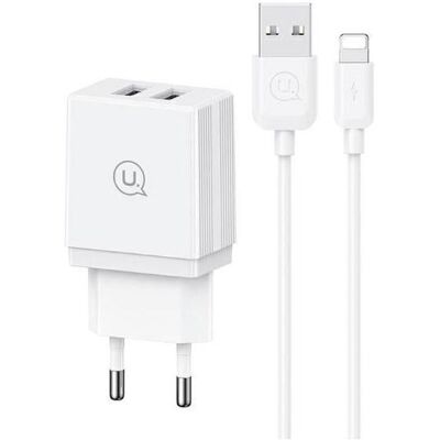 Usams Ład. siec. 18W Lightning2.1A 2.1A 1m Fast Charging biały/white HC series (CC090) (18 W, 2 Ports), USB Ladegerät, Weiss Usams Ład. siec. 18W Lightning2.1A 2.1A 1m Fast Charging biały/white HC series (CC090) (18 W, 2 Ports), USB Ladegerät, Weiss
