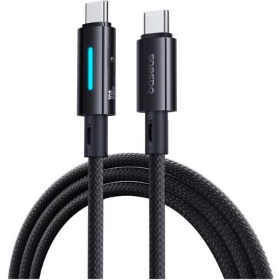 Baseus Lit Button-Control Fast Charging Data Cable USB-C to USB-C 100W 2m Cosmic Black (2 m, USB 3.2 Gen 1, 100 W), USB Kabel Baseus Lit Button-Control Fast Charging Data Cable USB-C to USB-C 100W 2m Cosmic Black (2 m, USB 3.2 Gen 1, 100 W), USB Kabel
