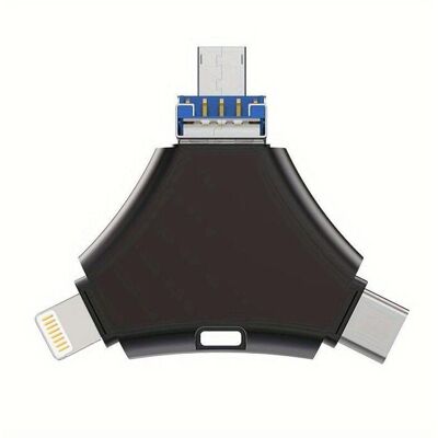PowerGuard Triangle 4-in-1 USB-C & Lightning MicroUSB 64 GB FlashDrive USB 3.0 OTG Adapter (Lightning, Micro USB, USB-A, USB-C, Lightning, Micro USB, USB-C), Mobilgerät Adapter PowerGuard Triangle 4-in-1 USB-C & Lightning MicroUSB 64 GB FlashDrive USB 3.0 OTG Adapter (Lightning, Micro USB, USB-A, USB-C, Lightning, Micro USB, USB-C), Mobilgerät Adapter