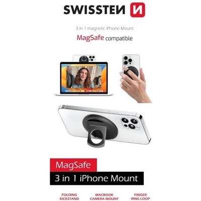 Swissten 3 in 1 MagStick iPhone Halterung - Schwarz - Handyhalterung Swissten 3 in 1 MagStick iPhone Halterung - Schwarz - Handyhalterung