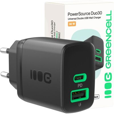 Green Cell GC Charb-30AC-B - USB-Ladegerät - 30W, 1x USB-C, 1x USB-A Green Cell GC Charb-30AC-B - USB-Ladegerät - 30W, 1x USB-C, 1x USB-A