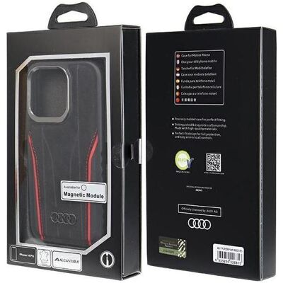 Audi Genuine Leather MagSafe iPhone 14 Pro 6.1" czarno-czerwony/black-red hardcase AU-TPUPCMIP14P-R8 (Apple iPhone 14 Pro), Smartphone Hülle, Rot, Schwarz Audi Genuine Leather MagSafe iPhone 14 Pro 6.1" czarno-czerwony/black-red hardcase AU-TPUPCMIP14P-R8 (Apple iPhone 14 Pro), Smartphone Hülle, Rot, Schwarz