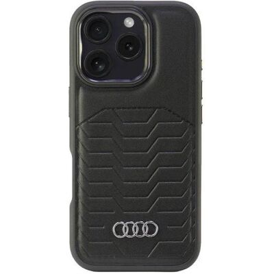 Audi iPhone 16 Pro Hülle - Synthetisches Leder, MagSafe, Schwarz Audi iPhone 16 Pro Hülle - Synthetisches Leder, MagSafe, Schwarz