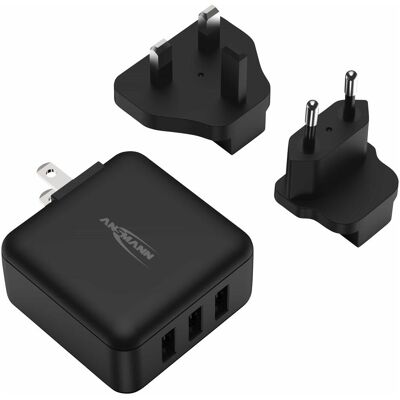 Ansmann USB-Ladegerät Travel Charger TC315 (15 W, 3 Ports), USB Ladegerät, Schwarz Ansmann USB-Ladegerät Travel Charger TC315 (15 W, 3 Ports), USB Ladegerät, Schwarz