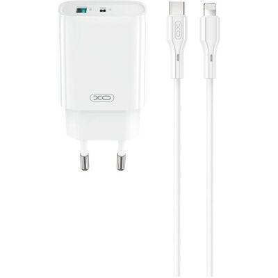 xO Wandladegerät CE30 PD 30W 1x USB-C 1x USB weiss + Kabel USB-C - Lightning (30 W, 2 Ports), USB Ladegerät, Weiss xO Wandladegerät CE30 PD 30W 1x USB-C 1x USB weiss + Kabel USB-C - Lightning (30 W, 2 Ports), USB Ladegerät, Weiss