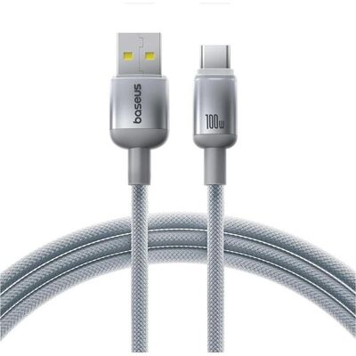 Baseus - Data Cable Discolor (E0420803) - USB-A to USB-C, 100W, 480Mbps, 2m - Silver (2 m, 100 W), USB Kabel Baseus - Data Cable Discolor (E0420803) - USB-A to USB-C, 100W, 480Mbps, 2m - Silver (2 m, 100 W), USB Kabel