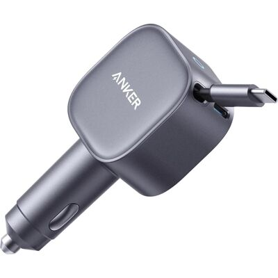 Anker Nano Kfz-Ladegerät (75W, USB-C Port, Integriertes einziehbares USB-C Kabel), Auto Adapter, Grau Anker Nano Kfz-Ladegerät (75W, USB-C Port, Integriertes einziehbares USB-C Kabel), Auto Adapter, Grau