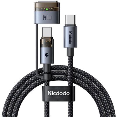 Mcdodo - 2in1 Data Cable (CA-8860) - Type-C to USB-C + MagSafe 3, 240W, LED Indicator, 2m - Black (2 m, 240 W), USB Kabel Mcdodo - 2in1 Data Cable (CA-8860) - Type-C to USB-C + MagSafe 3, 240W, LED Indicator, 2m - Black (2 m, 240 W), USB Kabel