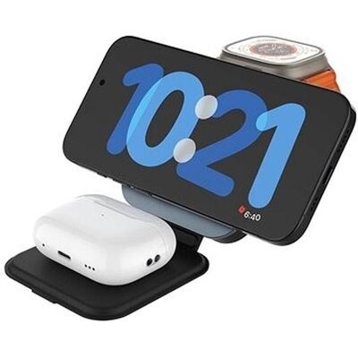 Fixed MagFlex Alu 3-in-1 faltbares kabelloses Ladegerät (15 W), Wireless Charger, Grau, Schwarz Fixed MagFlex Alu 3-in-1 faltbares kabelloses Ladegerät (15 W), Wireless Charger, Grau, Schwarz