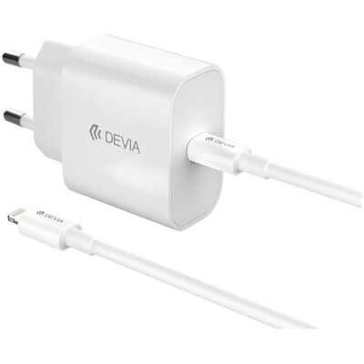 Devia Wandladegerät Smart PD GaN 30W 1x USB-C weiss + Kabel USB-C - Lightning (30 W, 1 Port), USB Ladegerät, Weiss Devia Wandladegerät Smart PD GaN 30W 1x USB-C weiss + Kabel USB-C - Lightning (30 W, 1 Port), USB Ladegerät, Weiss