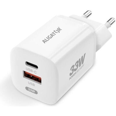 Aligator CHPD0020 mobile device charger Universal White AC Fast charging Indoor (33 W, 2 Ports), USB Ladegerät, Weiss Aligator CHPD0020 mobile device charger Universal White AC Fast charging Indoor (33 W, 2 Ports), USB Ladegerät, Weiss