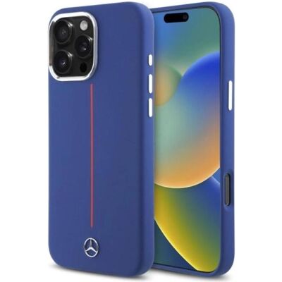 Mercedes-Benz iPhone 16 Pro Max Silikon Hülle mit Roter Streifen Mercedes-Benz iPhone 16 Pro Max Silikon Hülle mit Roter Streifen