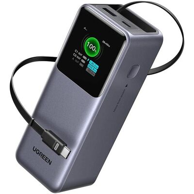 Ugreen Nexode mit einziehbarem Kabel (20000 mAh, 165 W, 72 Wh), Powerbank, Grau Ugreen Nexode mit einziehbarem Kabel (20000 mAh, 165 W, 72 Wh), Powerbank, Grau