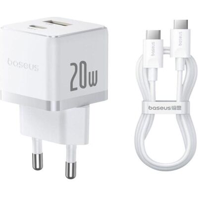 Baseus 20W Netzteil 1xUSB 1xUSB-C P10111608213-01 (20 W, 2 Ports), USB Ladegerät, Weiss Baseus 20W Netzteil 1xUSB 1xUSB-C P10111608213-01 (20 W, 2 Ports), USB Ladegerät, Weiss