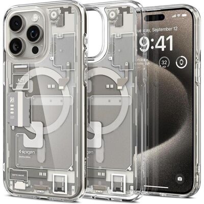 Spigen Ultra Hybrid Zero One (Apple iPhone 15 Pro), Smartphone Hülle, Transparent, Silber Spigen Ultra Hybrid Zero One (Apple iPhone 15 Pro), Smartphone Hülle, Transparent, Silber