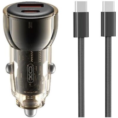 xO Autoladegerät CC60 60W 1x USB 1x USB-C blau + USB-C - USB-C Kabel, Auto Adapter, Schwarz xO Autoladegerät CC60 60W 1x USB 1x USB-C blau + USB-C - USB-C Kabel, Auto Adapter, Schwarz