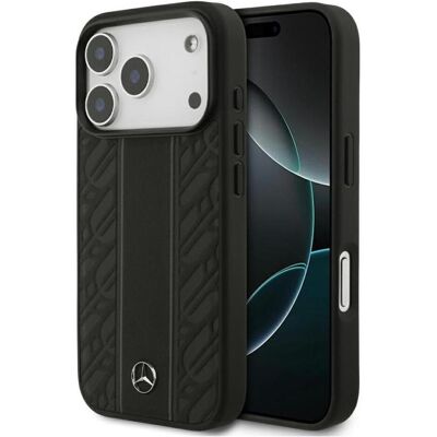Mercedes Case Leather Laurel Leaves Stripes MagSafe for iPhone 17 Pro black (Apple iPhone 17 Pro), Smartphone Hülle, Schwarz Mercedes Case Leather Laurel Leaves Stripes MagSafe for iPhone 17 Pro black (Apple iPhone 17 Pro), Smartphone Hülle, Schwarz