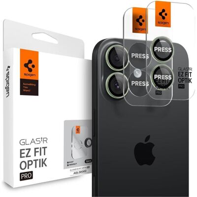 Spigen Glass tR EZ Fit Optik Pro 2 Pack (2 Stk., Apple iPhone 16, Apple iPhone 16 Plus, Apple iPhone 17), Smartphone Schutzfolie, Grün Spigen Glass tR EZ Fit Optik Pro 2 Pack (2 Stk., Apple iPhone 16, Apple iPhone 16 Plus, Apple iPhone 17), Smartphone Schutzfolie, Grün