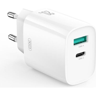 xO Wandladegerät CE29 PD 20W 1x USB-C 1x USB weiss + Kabel USB-C - USB-C (20 W, 2 Ports), USB Ladegerät, Weiss xO Wandladegerät CE29 PD 20W 1x USB-C 1x USB weiss + Kabel USB-C - USB-C (20 W, 2 Ports), USB Ladegerät, Weiss