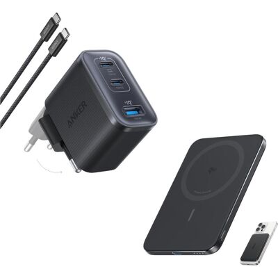 Anker Dual USB-C + USB-A Fast Charger 70W (70 W, 3 Ports), USB Ladegerät, Schwarz Anker Dual USB-C + USB-A Fast Charger 70W (70 W, 3 Ports), USB Ladegerät, Schwarz