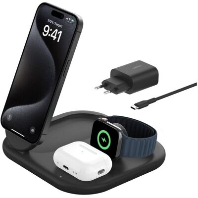 Belkin BoostCharge 3-in-1 Qi2 Ladestation (15 W), Wireless Charger, Schwarz Belkin BoostCharge 3-in-1 Qi2 Ladestation (15 W), Wireless Charger, Schwarz
