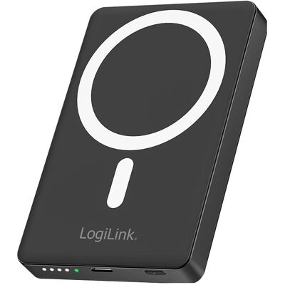 LogiLink MagSafe Wireless Powerbank 10.000 mAh, schwarz (10000 mAh, 20 W), Powerbank, Schwarz LogiLink MagSafe Wireless Powerbank 10.000 mAh, schwarz (10000 mAh, 20 W), Powerbank, Schwarz