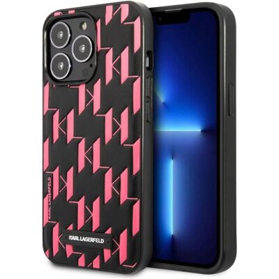 Karl Lagerfeld iPhone 13 Pro Max Pink Monogram Plaque Hülle - Luxus Schutz Karl Lagerfeld iPhone 13 Pro Max Pink Monogram Plaque Hülle - Luxus Schutz