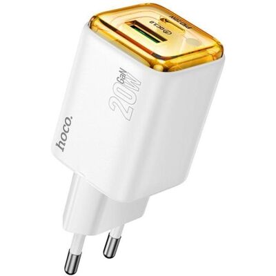 Hoco Adapter wall charger USB A + Type C PD QC3.0 3A 20W N52 white (20 W, 2 Ports), USB Ladegerät, Weiss Hoco Adapter wall charger USB A + Type C PD QC3.0 3A 20W N52 white (20 W, 2 Ports), USB Ladegerät, Weiss