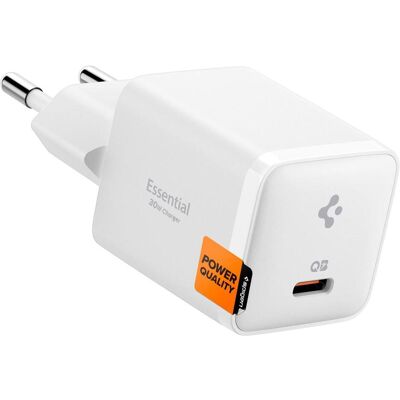 Spigen Essential 30W Wall Charger EE301EU, all white (30 W, 1 Port), USB Ladegerät, Weiss Spigen Essential 30W Wall Charger EE301EU, all white (30 W, 1 Port), USB Ladegerät, Weiss