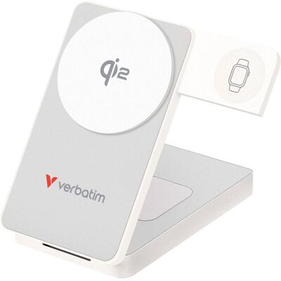 Verbatim Charge 'n' Go Qi2 3-in-1 Magnetic Wireless Power Bank, 10000 mAh, USB-C, White (10000 mAh, 30 W, 38.50 Wh), Powerbank, Weiss Verbatim Charge 'n' Go Qi2 3-in-1 Magnetic Wireless Power Bank, 10000 mAh, USB-C, White (10000 mAh, 30 W, 38.50 Wh), Powerbank, Weiss