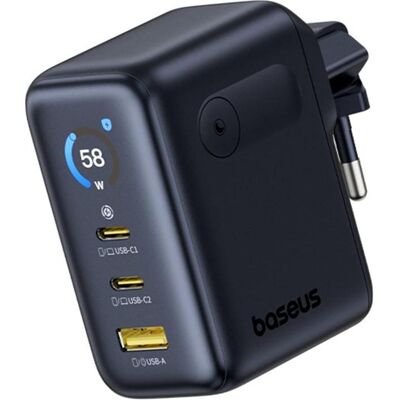Baseus PicoGo AE21 Charger 2C+A 100W Black + Type-C 1.5m Black (100 W, 3 Ports), USB Ladegerät, Blau, Schwarz Baseus PicoGo AE21 Charger 2C+A 100W Black + Type-C 1.5m Black (100 W, 3 Ports), USB Ladegerät, Blau, Schwarz