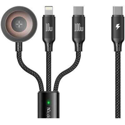 Mcdodo 3 in1 Set USB-C auf Typ-C & Lightning + Wireless Ladegerät für Apple Watch (1.20 m, USB 3.2 Gen 1, 100 W), USB Kabel Mcdodo 3 in1 Set USB-C auf Typ-C & Lightning + Wireless Ladegerät für Apple Watch (1.20 m, USB 3.2 Gen 1, 100 W), USB Kabel