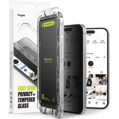 Ringke Screen Protector for iPhone 16 Plus / 15 Plus EASY SLIDE PRIVACY TEMPERED GLASS 2 pack, w installati (2 Stk., Apple iPhone 15 Plus, Apple iPhone 16 Plus), Smartphone Schutzfolie, Transparent Ringke Screen Protector for iPhone 16 Plus / 15 Plus EASY SLIDE PRIVACY TEMPERED GLASS 2 pack, w installati (2 Stk., Apple iPhone 15 Plus, Apple iPhone 16 Plus), Smartphone Schutzfolie, Transparent