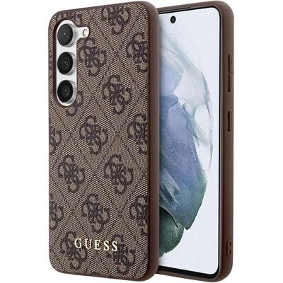 Guess Galaxy S23 Hülle - Gold Logo, Saffiano, Braun - Smartphone Hülle Guess Galaxy S23 Hülle - Gold Logo, Saffiano, Braun - Smartphone Hülle