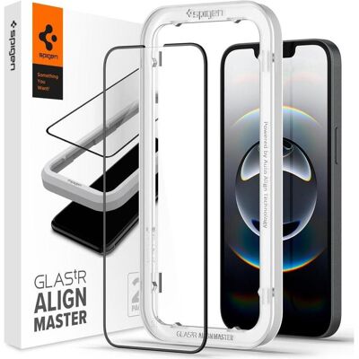 Spigen AGL03387 Handy-Schutzhülle (6.1 Zoll) Cover (2 Stk., Apple iPhone 13, Apple iPhone 13 Pro, Apple iPhone 14, Apple iPhone 16e, Apple iPhone 17e), Smartphone Schutzfolie, Schwarz Spigen AGL03387 Handy-Schutzhülle (6.1 Zoll) Cover (2 Stk., Apple iPhone 13, Apple iPhone 13 Pro, Apple iPhone 14, Apple iPhone 16e, Apple iPhone 17e), Smartphone Schutzfolie, Schwarz