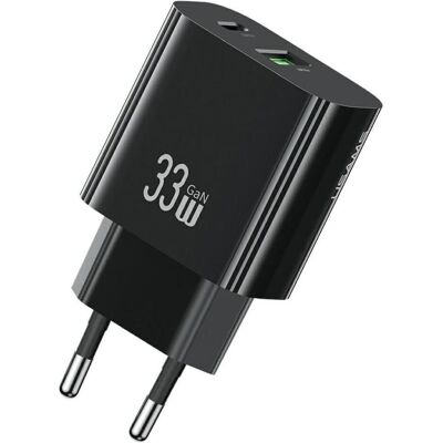 Usams Wall Charger CC317 T65 33W 1xUSB-C 1xUSB-A Fast Charging black (33 W, 2 Ports), USB Ladegerät, Schwarz Usams Wall Charger CC317 T65 33W 1xUSB-C 1xUSB-A Fast Charging black (33 W, 2 Ports), USB Ladegerät, Schwarz