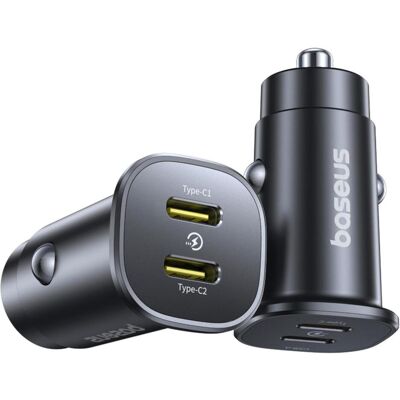 Baseus GoTrip 2 x USB-C 30W Autoladegerät - Schwarz, Auto Adapter, Schwarz Baseus GoTrip 2 x USB-C 30W Autoladegerät - Schwarz, Auto Adapter, Schwarz