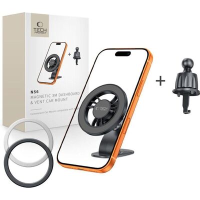 Tech-Protect N56 Magnetischer Magsafe 3m Autohalter Für Armaturenbarend & Belüftung Schwarz, Smartphone Halterung, Schwarz Tech-Protect N56 Magnetischer Magsafe 3m Autohalter Für Armaturenbarend & Belüftung Schwarz, Smartphone Halterung, Schwarz